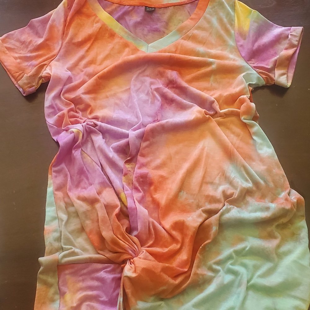 Juniors tie dye knot short dress